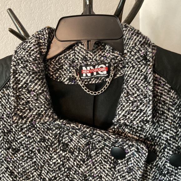 Vintage 80-90’s Wool Leather Coat Size M - Picture 2 of 14